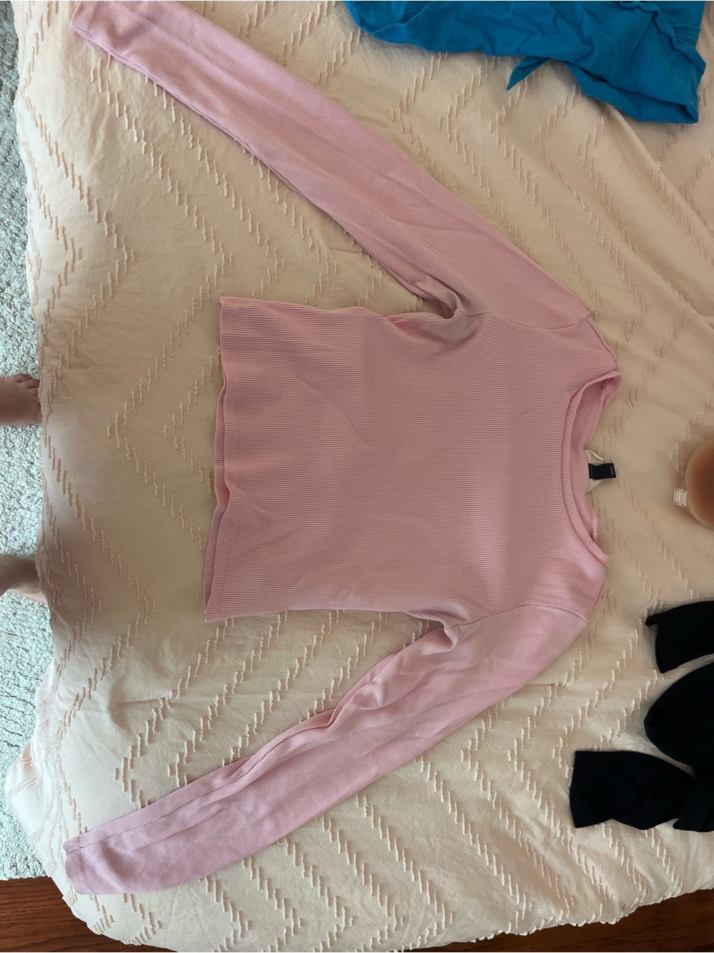 Universal Thread Soft Ribbed Pink Long-Sleeve Top - Picture 2 of 3